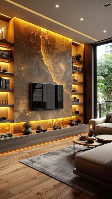 #big #fancy #modren #mansion #classic #decor #design #swimming #swimmingpool #castle #housemap #viralpost #viralpins... #ledlighting #foryoupage Tv Wall Design Luxury, Sitting Room Interior Design, Media Walls, Modern Tv Room, Tv Lounge, Tv Unit Design Modern, Walls Ideas, Deco Zen, Tv Unit Interior Design