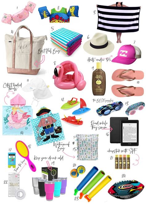 Pool Bag Organization, Pool Bag Essentials, Kids Beach Bag, Packing List For Disney, Beach Vacation Packing, Beach Vacation Packing List, Beach Bag Essentials, Pool Essentials, Pool Bag