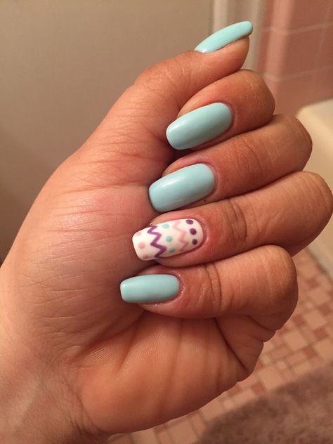 Nails Acrylic For Easter, Light Blue Easter Nails, Easter Nails Diy Easy, Teal Easter Nails, Easter Nail Designs Simple, Baby Blue Easter Nails, Easter Egg Nail Ideas, Easter Blue Nails, Easter Nail Ideas Spring Pastel Colours