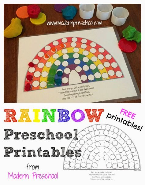 Modern Preschool: ACTIVITY: Rainbow Colors & Fill the Pots of Gold {free printables included!} Modern Preschool, Rainbow Preschool, Color Practice, Pots Of Gold, Rainbow Activities, Engineering Activities, Preschool Colors, Circle Stickers, Spring Preschool