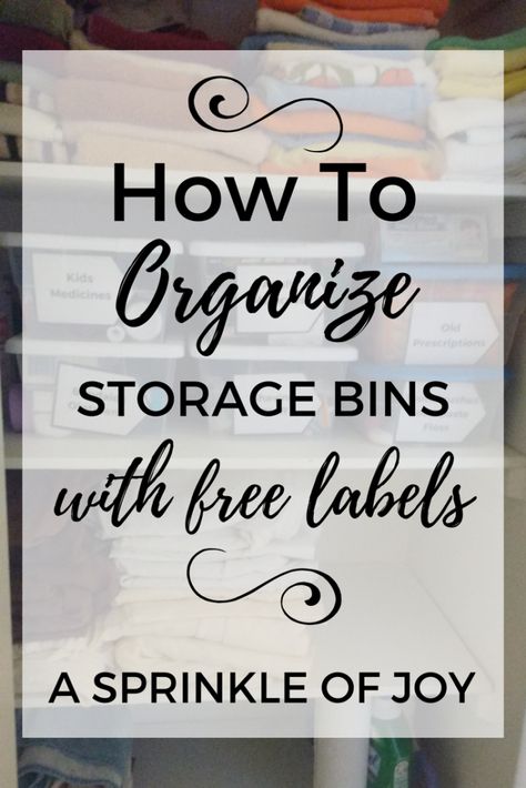 Simple tips on organizing the closet with free, printable bin labels in sizes small, medium, large. Storage Labels Printable, Storage Bin Labels, Labeling Ideas, Closet Labels, Bin Labels, Storage Labels, Medicine Organization, Organizing Labels, Diy Labels