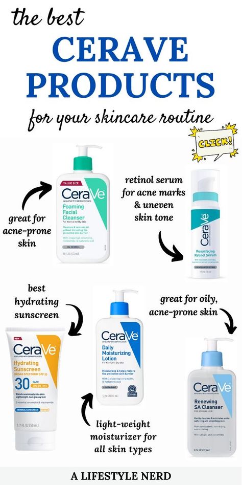 Best Cerave Products, Cerave Products, Haut Routine, Skin Care Routine Order, Face Care Routine, Clear Skin Tips, Effective Skin Care Products, Oily Skin Care, Skin Care Routine Steps