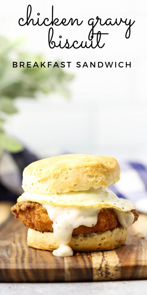 biscuits and gravy, breakfast sandwich Biscuits And Gravy Breakfast, Gravy Breakfast, Chicken And Gravy, Chicken Fillets, Aldi Recipes, Country Gravy, Breakfast Sandwich Recipes, Biscuit Sandwich, Breakfast Specials