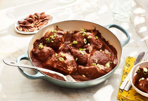 Pati Jinich » Chicken in a Pecan and Ancho Chile Sauce Patient Jinich, Picadillo Empanadas, Green Chilaquiles, Patti Jinich, Patis Mexican Table, Pati Jinich, Pecan Sauce, Avocados From Mexico, Tomatillo Sauce