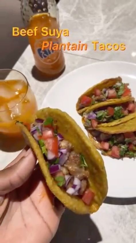 Plantain Burrito, Gizzard And Plantain, Plantain Tacos, Plantain Porridge Nigerian, Plantain Taco Shells, Beef Suya, Hatian Food Vegan, Cultural Recipes, African Cooking