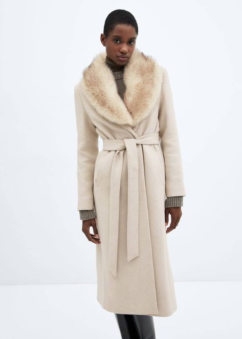 Faux Fur Collar Coat, Oversized Wool Coat, Pastel Grey, Fur Collar Coat, Lapel Coat, Turtleneck T Shirt, Gilet Costume, Jean Flare, Collared Coat