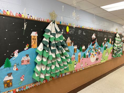 Winter Wonderland Bulletin Board Ideas, Bulletin Board Ideas, Holiday Village, School Nurse, Christmas School, Classroom Bulletin Boards, School Bulletin Boards, Art Classroom, Board Ideas