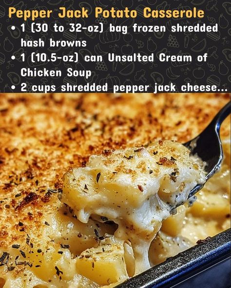 Pepper Jack Potato Casserole, Pepperjack Potato Casserole, Shredded Potato Casserole, Jack Potato, Shredded Hash Browns, Shredded Potatoes, Hash Browns, Pepper Jack Cheese, Old Fashioned Recipes