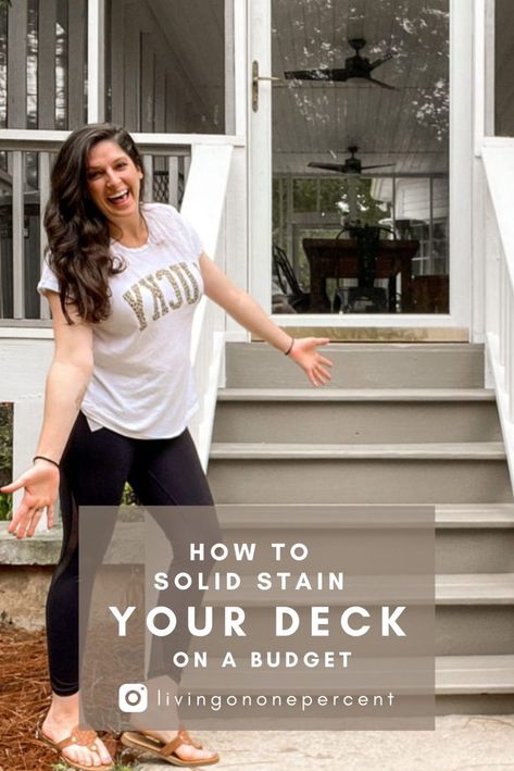 Deck Solid Stain Colors Ideas, Opaque Deck Stain Colors, Greige Deck Paint Colors, Porch Floor Stain Colors, Solid Color Deck Stain Ideas, Chatham Fog Deck Stain, Paint Deck Ideas, Stain Deck Ideas Diy, Deck Refinishing Ideas