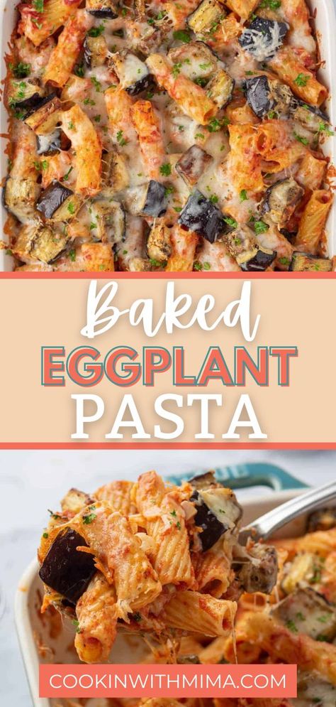 This Baked Eggplant Pasta is a simple and tasty casserole that’s easy to put together and quick to bake. It’s a little spicy, nutty, and so delicious! You can customize this dish however you like by adding your own veggies or whatever you have on hand in the fridge or pantry. Eggplant Pasta Bake, Eggplant Pasta Recipes, Roasting Eggplant, Easy Baked Eggplant, Eggplant Recipes Pasta, Diavolo Sauce, Spinach Pasta Bake, Christmas Casserole, Eggplant Pasta