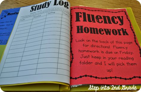 2nd Grade Homework, Homework Folders, Spelling Homework, Homework Ideas, 2nd Grade Class, Homework Folder, Fluency Activities, 2nd Grade Ela, Third Grade Reading