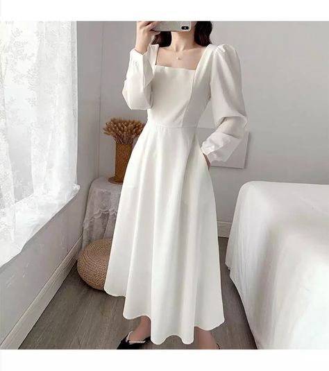 Full Sleeve Prom Dress, Trendy Dress Outfits, Korean Girl Fashion, Stunning Gowns, Daily Style, Solid Dress, Trendy Dresses, Fashion And Lifestyle, Stylish Dresses