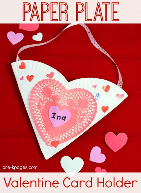 Paper Plate Heart Valentine Card Holder for Kids to Make Valentines Holders For Kids, February Themes, Valentines Card Holder, Valentines Activities, Preschool Valentine Crafts, Valentines Theme, Valentine Mailbox, Valentine's Day Crafts For Kids, Preschool Valentines