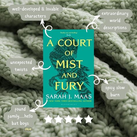 New week, new book review 💚 A Court of Mist and Fury gets ⭐️⭐️⭐️⭐️⭐️! This is the second book of the ACOTAR series. It’s a continuation of Feyre’s story (our FMC) and it is truly an amazing story. The characters felt so tangible and so real. I felt as if I was standing beside Feyre and feeling what she felt. I could almost close my eyes and be transported to Velaris. I don’t know if any book will beat the pure magic I felt while reading this for the first time. This is an absolute MUST read i... Court Of Mist And Fury, Acotar Series, A Court Of Mist And Fury, So Real, Close My Eyes, Any Book, New Week, Must Read, I Don T Know