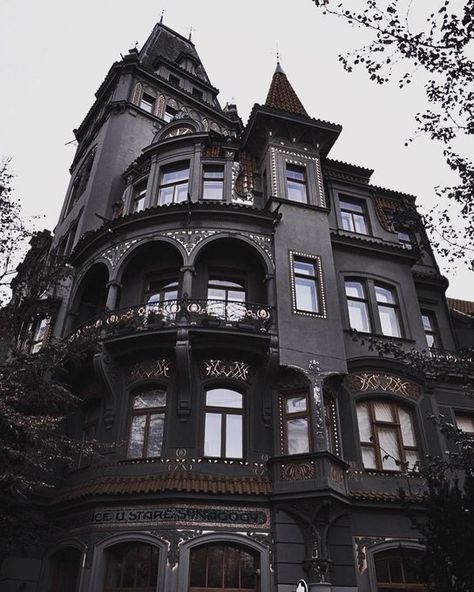 Steampunk Architecture, Goth Architecture, Gothic Homes, Goth Houses, Gothic Mansion, Black Houses, Dark Home Decor, Goth Home, Victorian Mansions