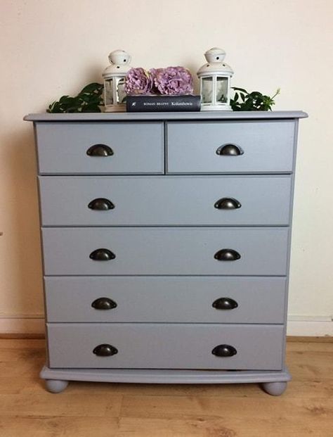 Drawers Repurposed Diy, Pine Furniture Makeover, Paint Clothing, Chest Of Drawers Makeover, Upcycled Furniture Before And After, Drawers Repurposed, Tallboy Chest Of Drawers, Pine Chest Of Drawers, Grey Bedroom Furniture