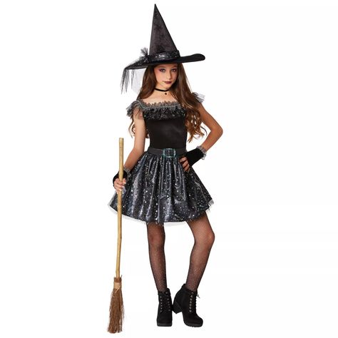 Kids Glitter Witch Costume - Spirithalloween.com Halloween Costumes For 9 Yr Girl, Halloween Costumes Kids Girls Age 10, Witch Costumes For Kids, Girls Witch Costume Diy, Halloween Costumes 9year Girl, Witch Costumes Kids, Diy Girl Witch Costume, Halloween Costumes For Girls 12-14 Year, Witch Dresses For Kids