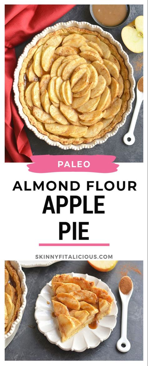 Almond Flour Apple Pie {Paleo, GF} - Skinny Fitalicious® Almond Flour Apple Pie, Apple Recipes Easy Healthy, Gluten Free Apple Recipes, Gluten Free Apple Pie, Almond Flour Crust, Make Almond Flour, Sliced Apples, Apple Recipes Easy, Baking With Almond Flour