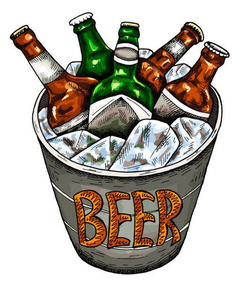 Beer Drinking Images, Bucket Of Beer, Beer Ice Bucket, Wine Logo Design, Cocktail Invitation, Beer Cartoon, Cocktails Clipart, Cocktail Images, Beer Illustration