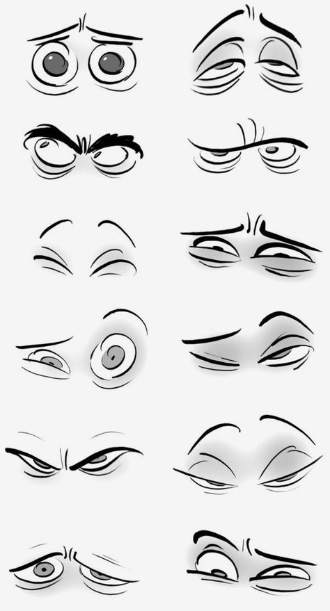 Cartoon Face Tutorial, Eye Reference Drawing Cartoon, Cartoon Facial Features, Face Shape Cartoon, Eye Drawing Reference Cartoon, Cartoon Eye Drawing Styles, Comic Eyes Drawing, Cartoon Face Sketch, Cartoon Face Reference