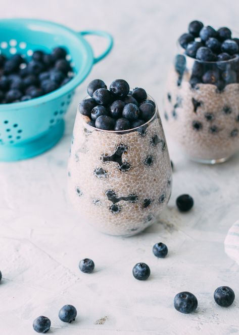 Blueberry Chia Pudding - Blueberry.org Pudding Photography, Blueberry Chia Seed Pudding, Berry Pudding, Blueberry Chia Pudding, Highbush Blueberry, Healthy Afternoon Snacks, Quick Healthy Snacks, Blue Berry, Flax Seeds