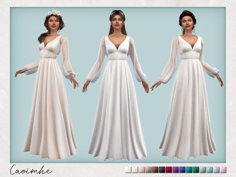 Sifix's Bohemian Wedding - Caoimhe Dress Sims 4 Wedding Dress, Miranda Dress, Camilla Dress, Wedding Dress Boho, Sims 4 Teen, Sims 4 Dresses, Sims4 Clothes, Sims Hair, Sims 4 Clothing