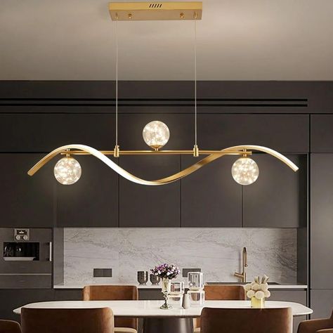 BULUXE 4-Light LED Linear Kitchen Island Lighting, Dimmable Dining Room Light Fixture Ceiling Pendant Light with Glass Globe Shade - Amazon.com Dining Table Lighting Ideas Modern, Kitchen Island Lighting Ideas Modern, Kitchen Bar Lighting Ideas, Kitchen Lighting Fixtures Over Table, Modern Kitchen Chandelier, Dining Room Table Light Fixture, Kitchen Lighting Ideas Over Island, Lights Above Kitchen Island, Lighting Over Kitchen Island