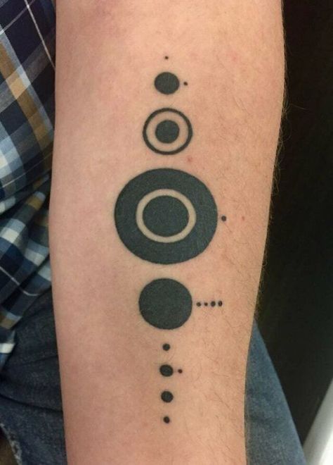 Minimalist Solar System Tattoo. Art By Me, Inked By Brett Pundt, Live Free Tattoo, Atlanta Live Free Tattoo, Bioshock Tattoo, Emoji Tattoo, Hogwarts Tattoo, Wine Tattoo, Rocket Tattoo, Solar System Tattoo, Brain Tattoo, Small Dragon Tattoos