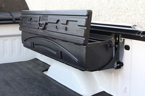 Truck Bed Storage Box, Truck Bed Tool Boxes, Truck Bed Organization, Truck Tool Boxes, Truck Organization, Truck Bed Rails, Truck Toppers, Truck Bed Storage, Truck Tools