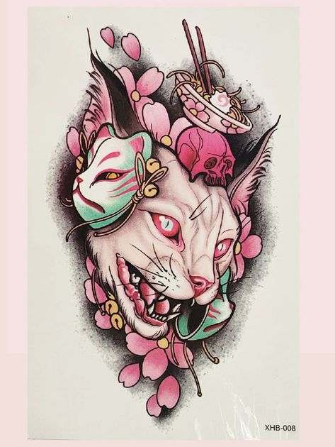 Japanese Tattoo Art, Tattoo Art Drawings, Head Tattoos, Arte Inspo, Temporary Tattoo Stickers, Pattern Tattoo, Tattoo Sticker, Fake Tattoos, Anime Tattoos