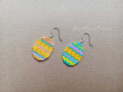 Easter Eggs ornament, Brick stitch, Beading pattern, Seed bead pattern, Easter pattern, 4 ornament options, PDF download Easter Seed Bead Earrings, Easter Beaded Earrings, Beading Earring, Brick Stitch Beading, Secret Squirrel, Easter Pattern, Craft Fur, Miyuki Beads Pattern, Diy Seed Bead Earrings