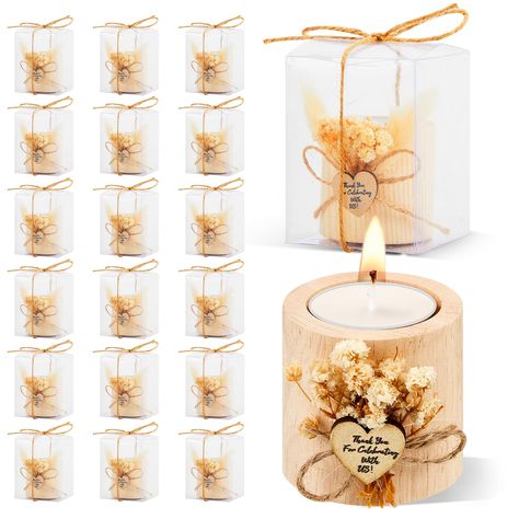 PRICES MAY VARY. Package Includes: wooden tealight candle holder set package includes wooden cylinder, board with blessings, dried flowers, candles, transparent box and ribbon, is a complete and delicate gift, we believe you and your friends will love it; Product packaging refers to the packaging effect in the first picture Party Decoration: the cute candle holders gifts are suitable as a decorative table centerpiece for your everyday home decor, birthday, holiday decor, baby shower or wedding d Wedding Guest Party Favors, Wedding Gifts For Guests Cheap, Useful Wedding Favors For Guests, Wedding Party Favors Candles, Weeding Favors, Candle Bridal Shower Favors, Practical Wedding Favors, Rustic Bridal Shower Favors, Gold Wedding Centerpieces