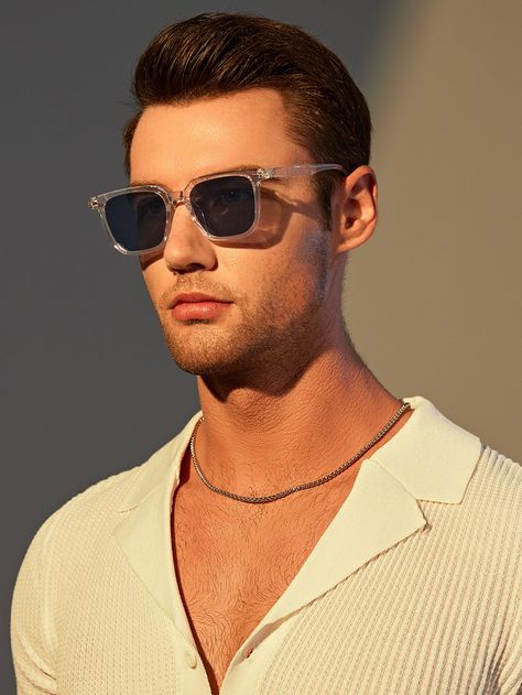 Casual Collar  PC   Embellished   Men Accessories Men Shades Sunglasses Fashion, Men Sunglasses 2024, Men Wearing Glasses, Identity Movie, Eye Glasses For Men, Stylish Glasses For Men, Glasses Frames Men, Round Face Men, Mens Glasses Fashion