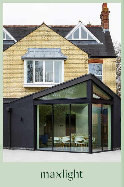 Corner Extension Ideas, Angled Extension Ideas, Annexe Design, Angled House Extension, Angled Extension, Bungalow Front Extension, L Shaped Extension, Rear Extension Floor Plan, Contemporary Porch