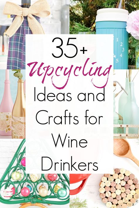 If you're a wine lover AND a crafter, then you can combine both your loves with this amazing collection of wine crafts that use wine-related products (corks, bottles, crates, and racks)! All sorts of upcycling ideas for wine drinks and gifts for wine lovers. #winkcorkideas #winecorkcrafts #giftsforwinelovers #winelovers #winedrinkers #winebottlecrafts #winebottleideas #upcyclingideas #recyclingprojects #winegifts Uses For Wine Racks Other Than Wine, Misty Wedding, Recycled Bottle Crafts, Wine Crafts, Upcycled Decor, Wine Cork Projects, Cork Projects, Wine Craft, Wine Cork Crafts