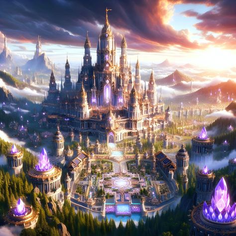 Istana Aesthetic, Celestial Castle, Night Kingdom, Sky Kingdom, Kingdom Fanart, Superhero Art Projects, Castle Exterior, Dreamscape Architecture, Magic Castle