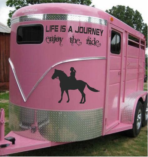 Trailer Paint Ideas, Pink Trailer, Horse Trailer Living Quarters, Livestock Trailers, Pink Horse, Mini Horse, Horse Diy, Horse Trailers, Horse Quotes