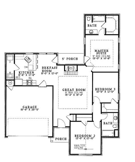 Ranch Style House Plan - 3 Beds 2 Baths 1344 Sq/Ft Plan #17-2796 - BuilderHousePlans.com Ranch Design, Ranch Style House, Small Tiny House, Shingle Exterior, Ranch Style House Plans, Plans House, Bonus Rooms, Building Section, Ranch Style Homes