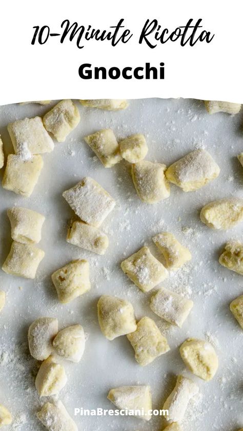 Ricotta Gnocchi on a white board. Gnocchi Recipes Homemade, Ricotta Gnocchi, Making Gnocchi, Ricotta Recipes, Homemade Gnocchi, Roasted Cherry, Recipe Cover, Roasted Cherry Tomatoes, Gnocchi Recipes