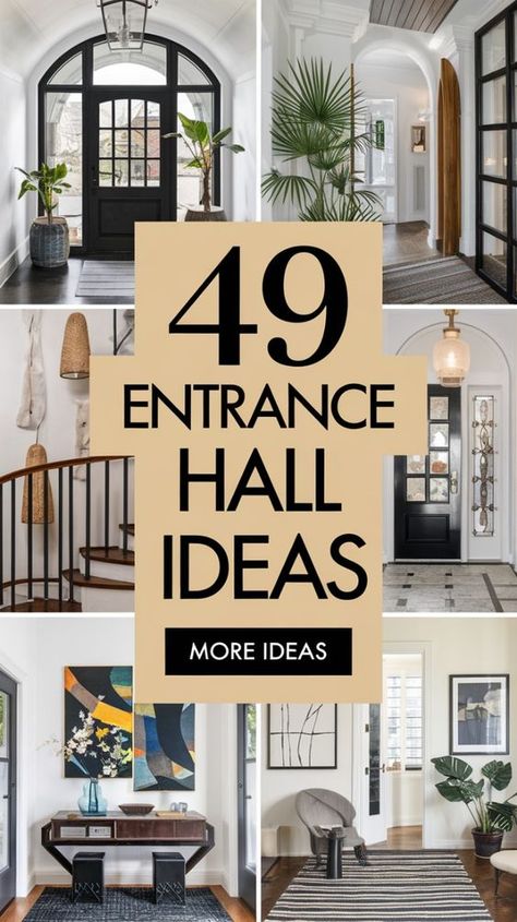 Get inspired with 49 stunning entrance hall ideas that combine modern design with welcoming warmth. Whether you're looking to update your front door, add statement lighting, or incorporate plants and decor that reflect your personal style, these ideas will help you create a beautiful and inviting entryway. From chic contemporary touches to classic elegance, there's something here for every home. Start transforming your entrance today! #HomeInspo #EntrywayGoals #ModernEntry #InteriorStyling #DecorIdeas Large Vestibule Ideas, Front Door Decor Ideas Entrance Inside, Modern Entrance Hall Ideas, Small Entry Vestibule, Large Entrance Way Ideas, Entrance Ways Ideas Front Entry, Garage Side Door Entrance Ideas, House Entrance Design Entryway, Front Door Interior Decor