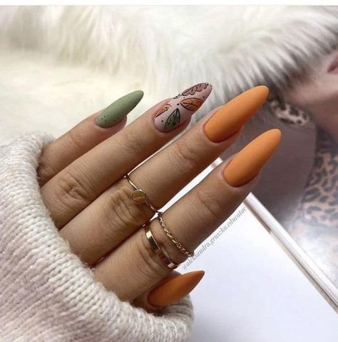 Trendy nail art designs � Rustic Orange Nails, Orange Nails Autumn, Nail Design Orange, Burnt Orange Nails, Fall Nails Designs, Fall Nail Art Ideas, Cozy Fall Vibes, Daily Nails, Orange Nail Designs