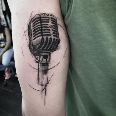 Nirvana Logo Tattoo, Mic Tattoo, Microphone Tattoo, Tattoos Masculinas, Sketch Style Tattoos, Trendy Music, Music Tattoo Designs, Tattoo Zeichnungen, Healing Tattoo