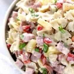 Hawaiian Pasta Salad - Print Salad Recipes Pasta, Hawaiian Pasta, Hawaiian Pasta Salad, Ham Pasta Salad, Cold Pasta Recipes, Ham Salad Recipes, Cold Salad Recipes, Ham Pasta, Pineapple Salad