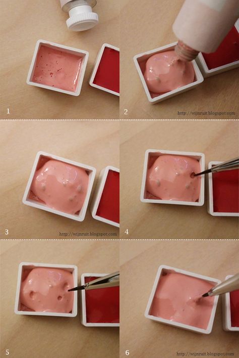 Kim Young!: How to Fill Watercolor Pans Red Pan, Watercolor Pans, Watercolor Cake, Save More Money, Big Bubbles, Pan Sizes, Jackson's Art, Gum Arabic, Diy Watercolor