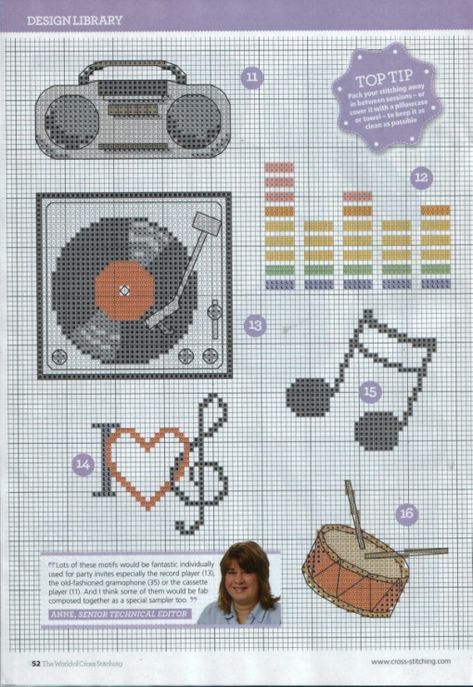 Vinyl Albums, Drum Patterns, The World Of Cross Stitching, Cross Stitch Freebies, Music Crafts, Mini Cross Stitch, Cross Stitch Borders, Things To Make, Cross Stitch Cards