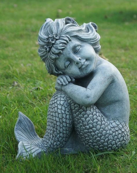 Mermaid Sitting Statue Mermaid Sitting, Mermaid Statue, Angel Garden Statues, Angel Garden, Mermaid Statues, Mermaid Figurine, Outdoor Garden Statues, Garden Figurines, Gnome Statues