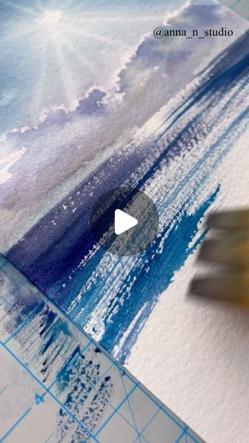 Watercolor Art Sea Ocean, Watercolor Painting Sea, Watercolor Art Videos, Sea Scapes Paintings, Sea Watercolor Painting, Watercolor Sea Animals, Watercolor Seascapes, Ocean Scape, Watercolour Sea