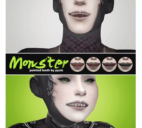 Sims 4 Cc Cyclops, Pyxis Sims 4 Cc, Sims Alien, Sims4cc Accessories, Demon Teeth, Cc Face, Monster Teeth, Vampire Stuff, Los Sims 4 Mods