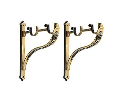 Antique Curtain Supports for Door and Window Curtain Brackets Holder for 1" US | eBay Vintage Curtain Rods, Shelf Above Curtain Rod, Double Curtain Rod Ideas Living Rooms, Antique Curtains, Antique Curtain Rods, Brass Interior Design, Brass Rod Shelving, French Antique Decor, Double Curtain Rod Ideas