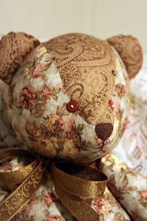 Patchwork Teddy Bear, Patchwork Bear, Teddy Bear Images, Autumn Rose, Rag Dolls Handmade, Memory Bear, Teddy Bear Pattern, Cute Teddy Bears, Bear Doll